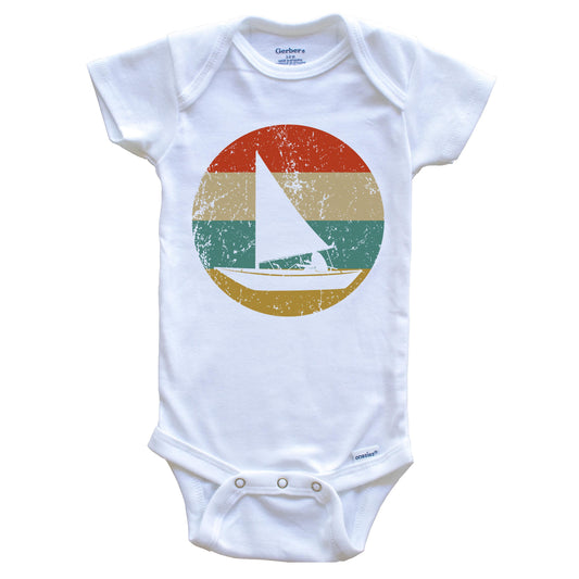 Sailing Vintage Retro Sail Boat Circle Icon Baby Onesie