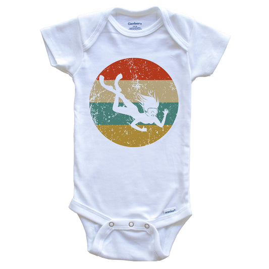 Snorkeling Vintage Retro Snorkeler Circle Icon Baby Onesie
