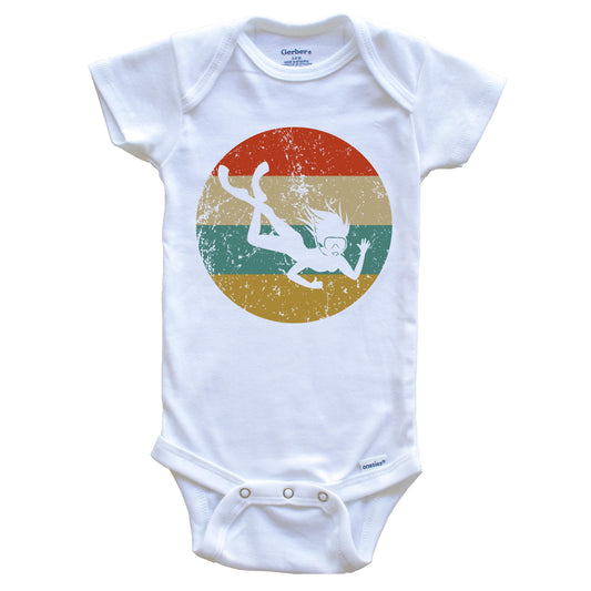 Snorkeling Vintage Retro Snorkeler Circle Icon Baby Onesie