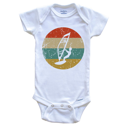 Windsurfing Vintage Retro Windsurfer Circle Icon Baby Onesie