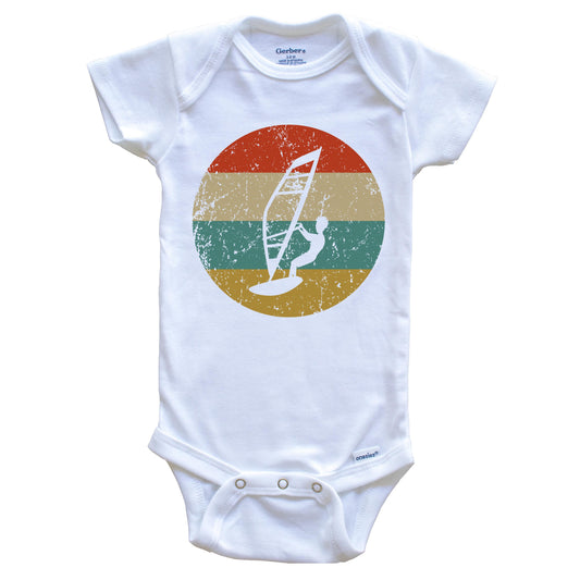 Windsurfing Vintage Retro Windsurfer Circle Icon Baby Onesie