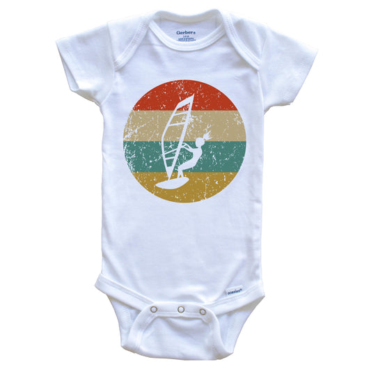 Windsurfing Vintage Retro Windsurfer Circle Icon Baby Onesie