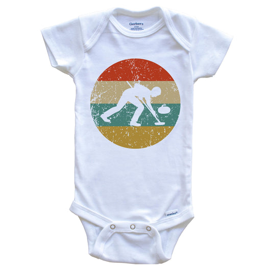 Curling Vintage Retro Curler Circle Icon Baby Onesie