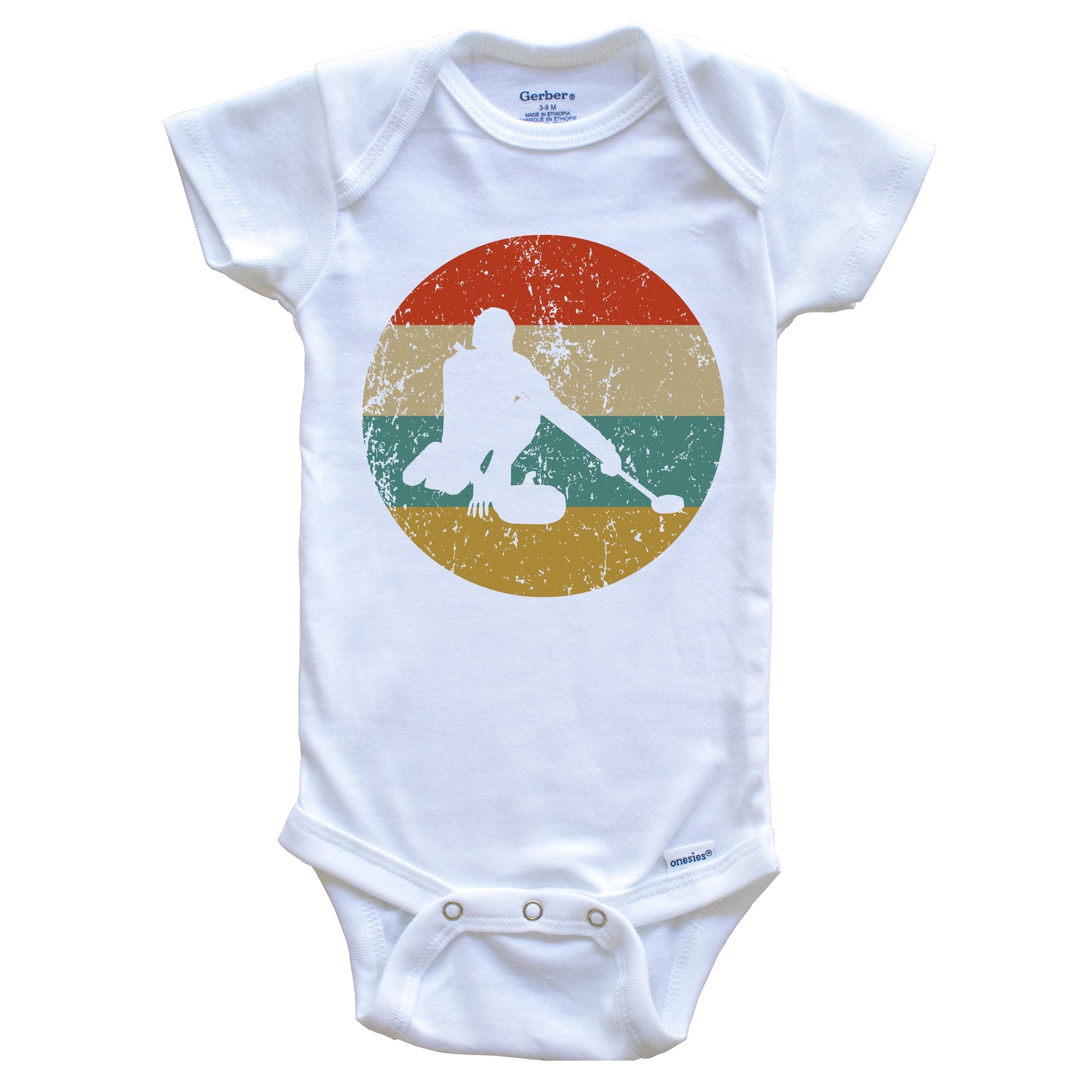 Curling Vintage Retro Curler Circle Icon Baby Onesie