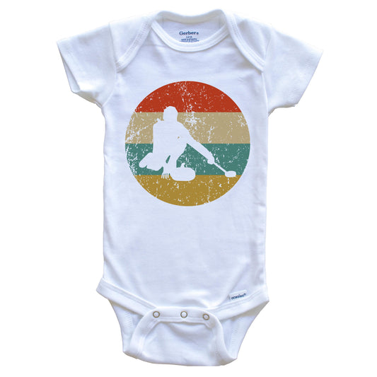 Curling Vintage Retro Curler Circle Icon Baby Onesie