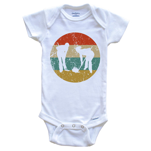 Curling Vintage Retro Curler Circle Icon Baby Onesie