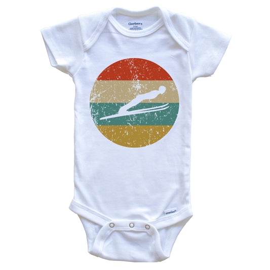 Ski Jumping Vintage Retro Ski Jumper Circle Icon Baby Onesie