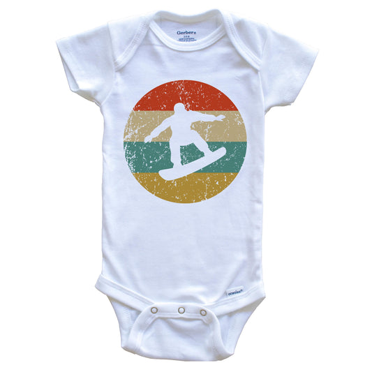 Snowboarding Vintage Retro Snowboarder Circle Icon Baby Onesie