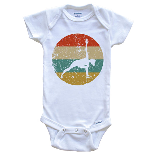 Yoga Vintage Retro Yoga Pose Circle Icon Baby Onesie