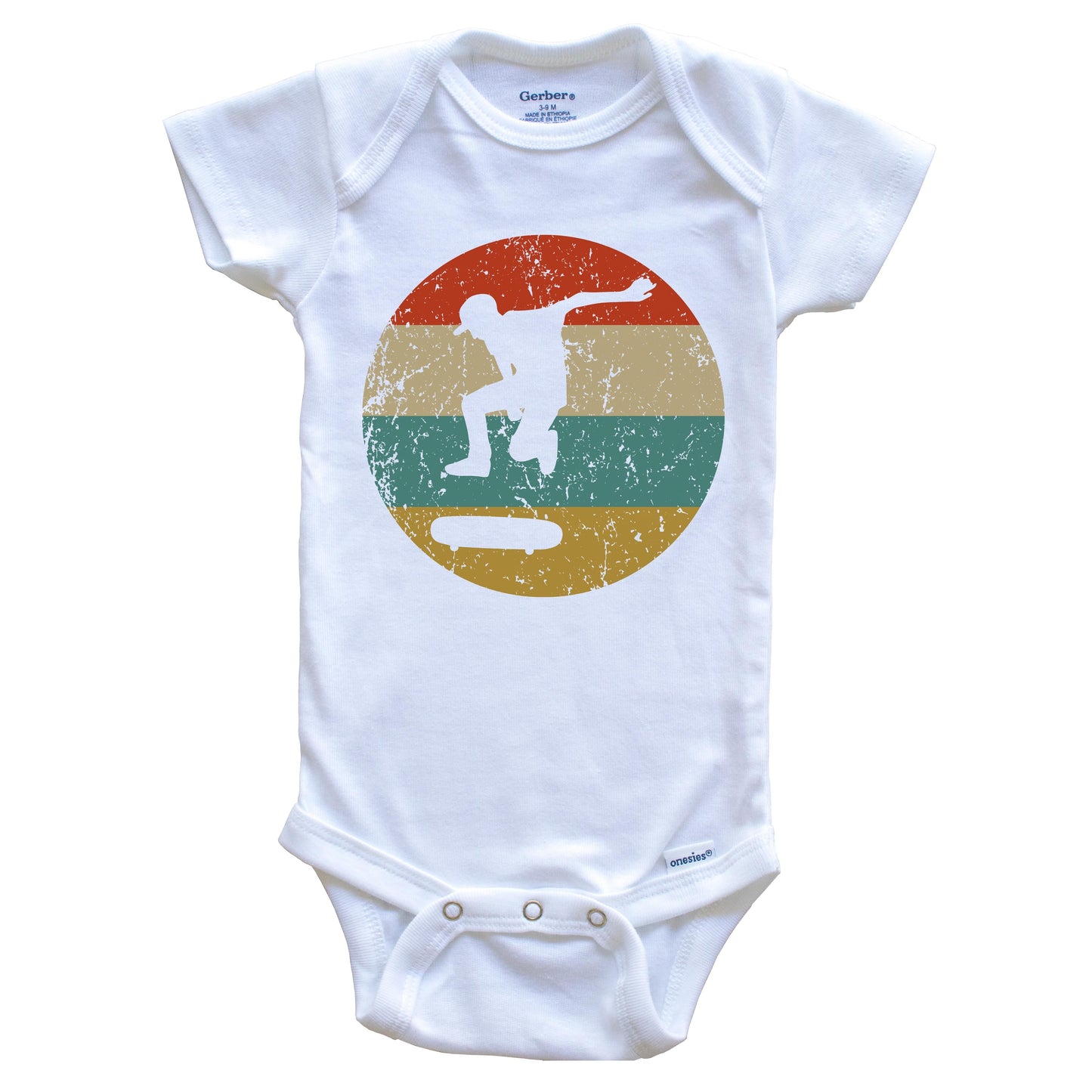 Skateboarding Vintage Retro Skateboarder Circle Icon Baby Onesie