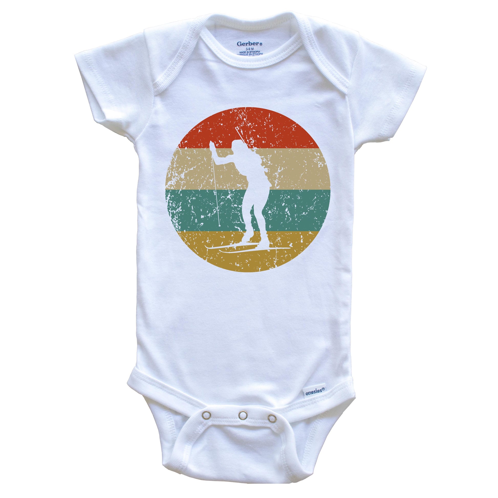 Biathlon Vintage Retro Biathlete Circle Icon Baby Onesie