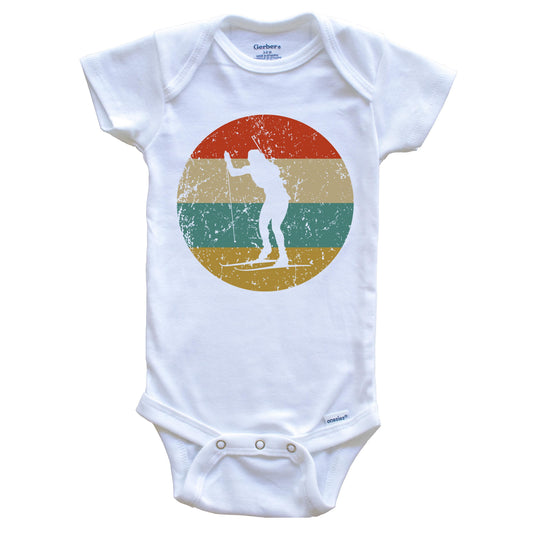 Biathlon Vintage Retro Biathlete Circle Icon Baby Onesie
