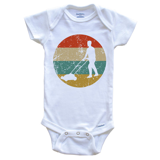 Lawnmowing Vintage Retro Lawnmower Circle Icon Baby Onesie
