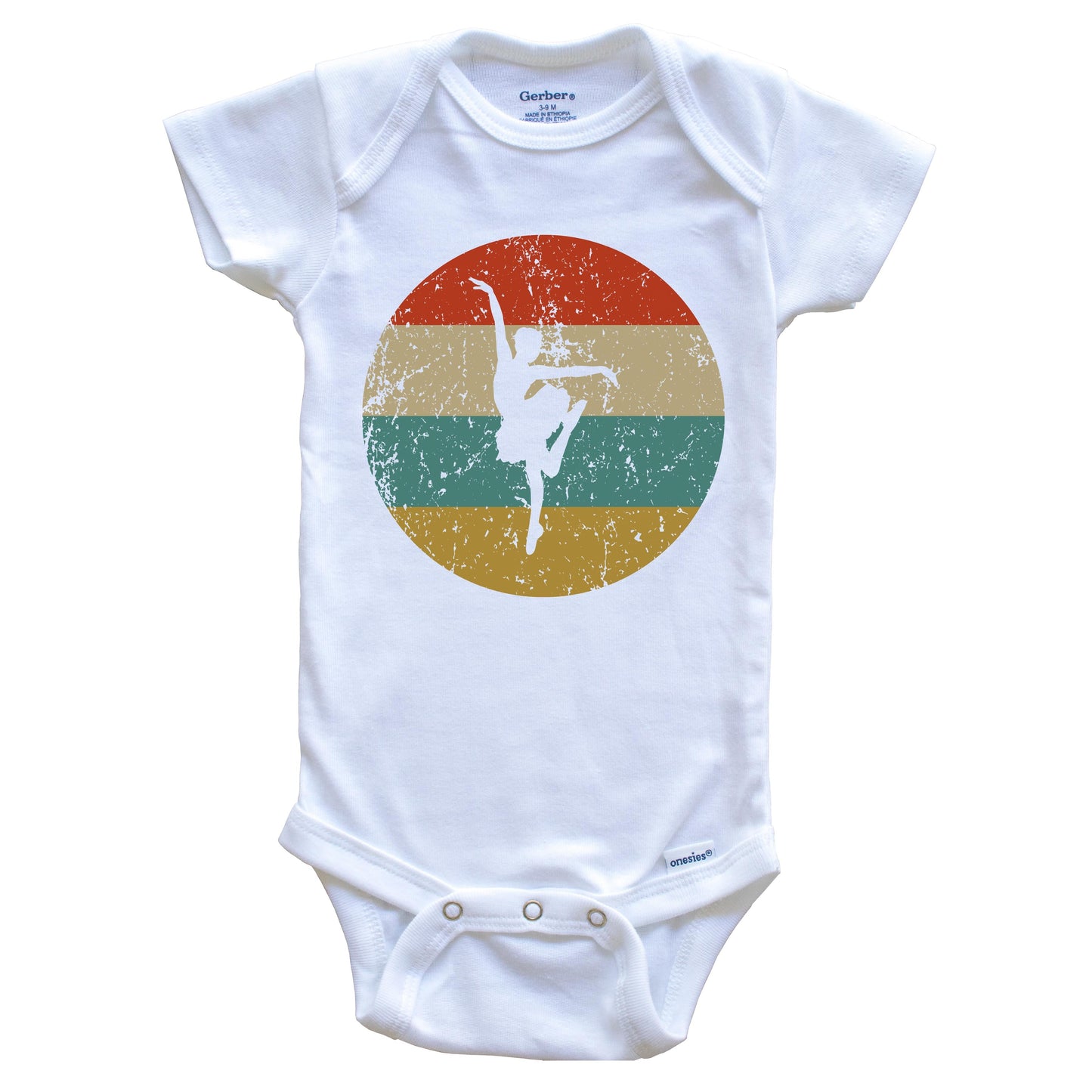 Ballet Vintage Retro Ballerina Circle Icon Baby Onesie