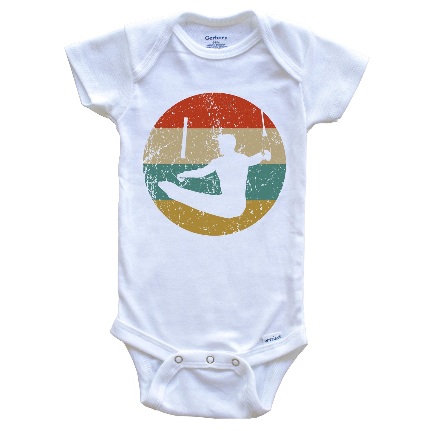 Gymnastics Vintage Retro Gymnast Circle Icon Baby Onesie