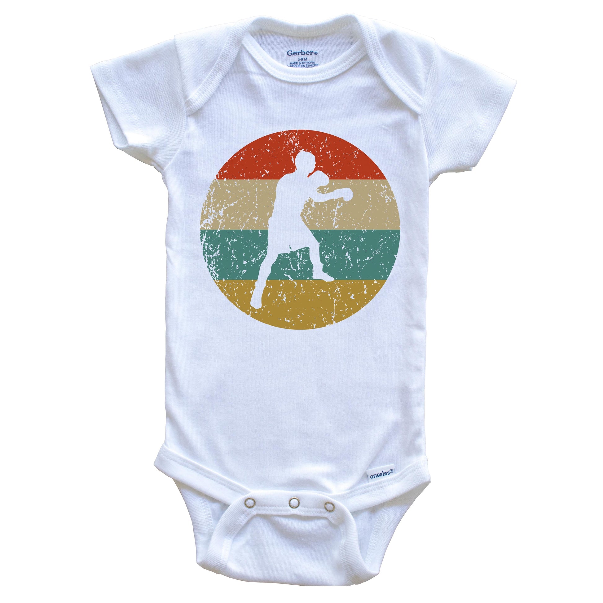 Boxing Vintage Retro Boxer Circle Icon Baby Onesie