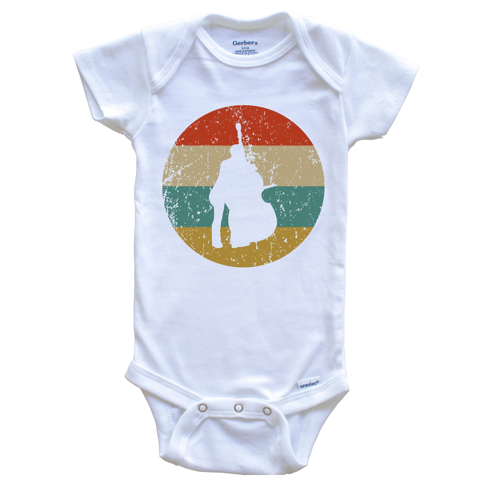 Cellist Cello Player Vintage Retro Music Circle Icon Baby Onesie