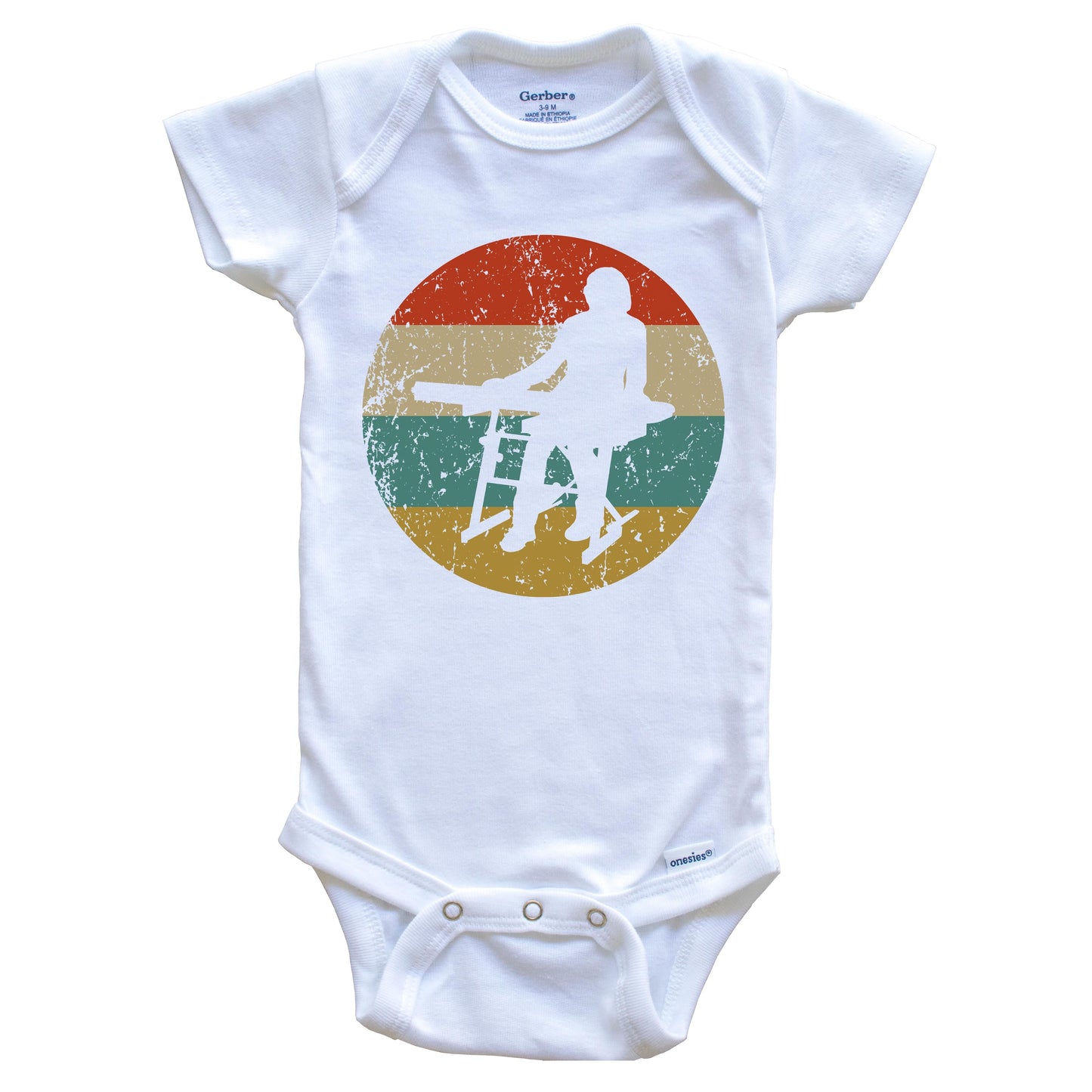 Keyboard Vintage Retro Music Circle Icon Baby Onesie