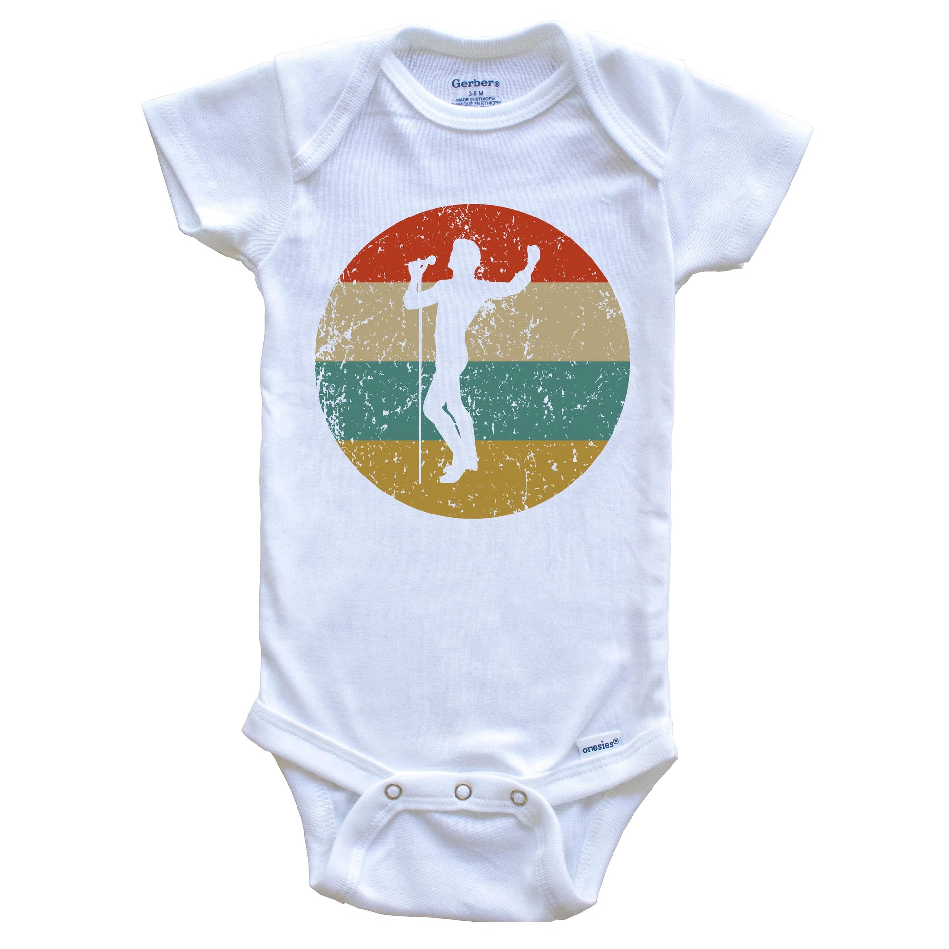 Singing Vintage Retro Music Circle Icon Baby Onesie