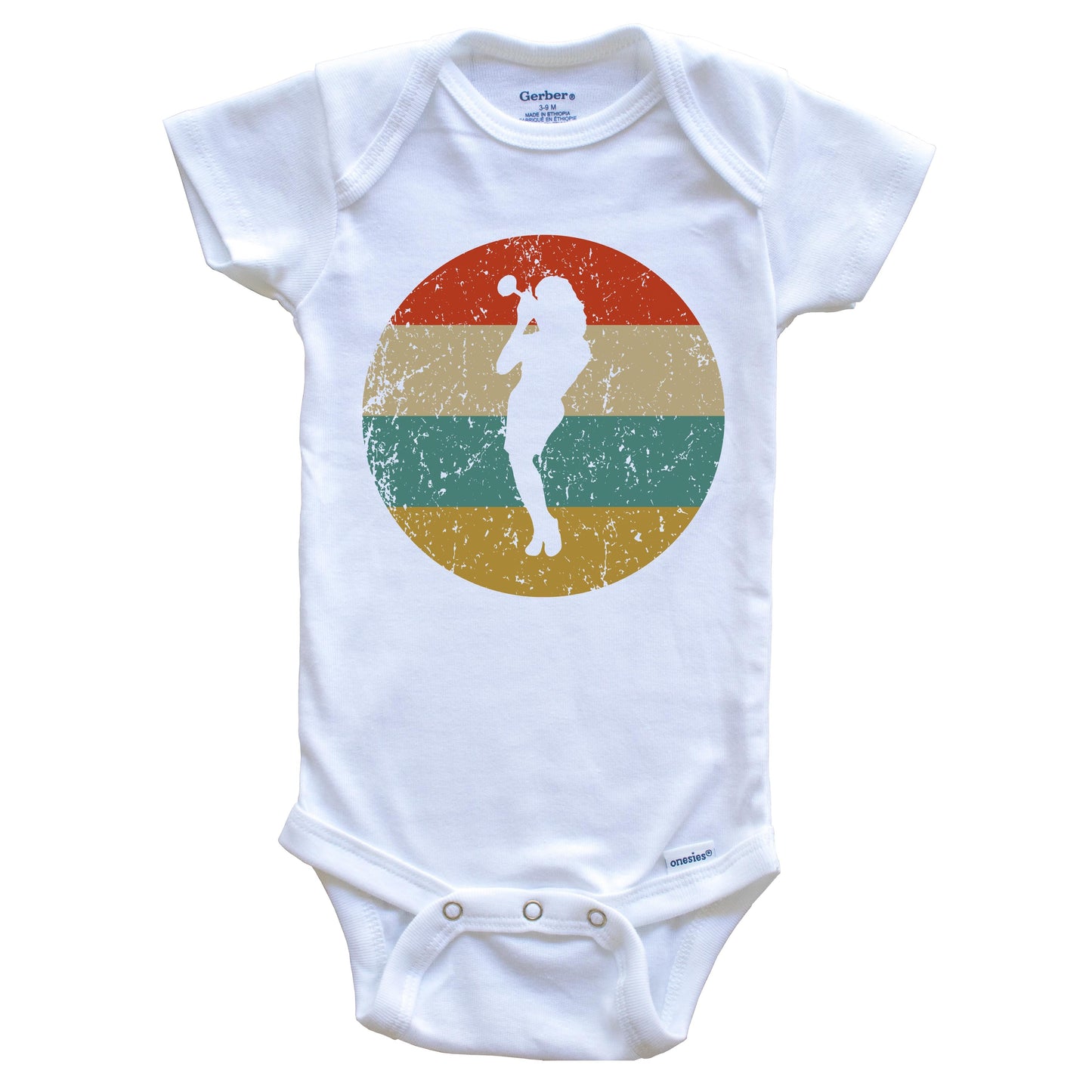 Trumpet Vintage Retro Music Circle Icon Baby Onesie