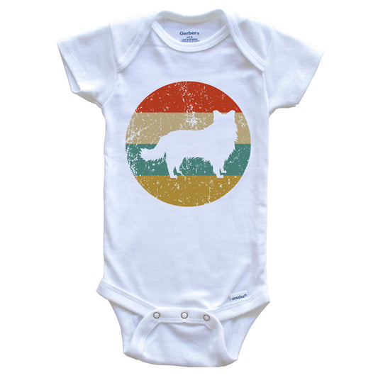Border Collie Vintage Retro Border Collie Dog Circle Icon Baby Onesie
