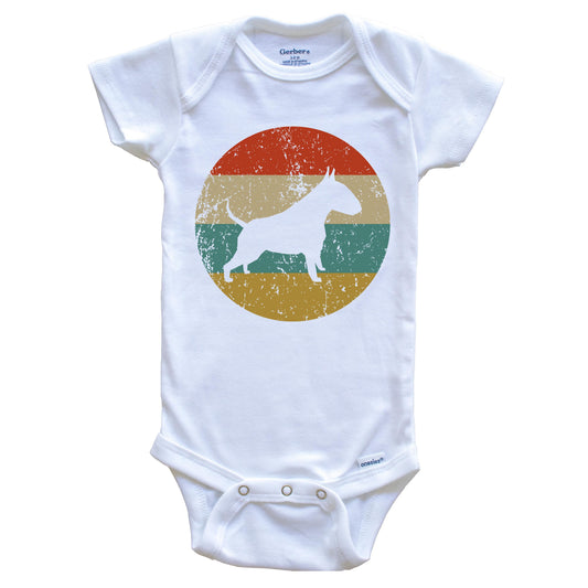 Bull Terrier Vintage Retro Bull Terrier Dog Circle Icon Baby Onesie
