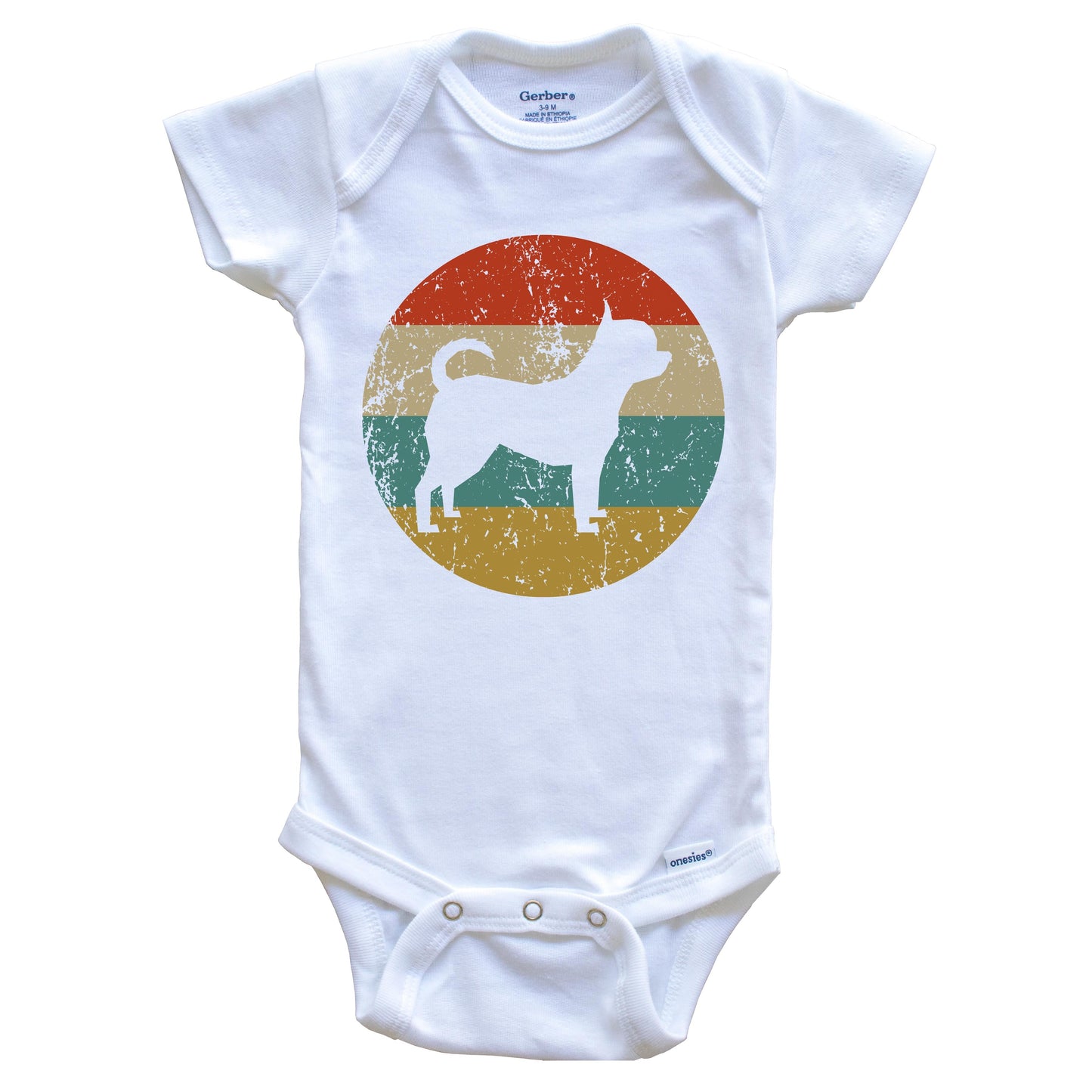 Chihuahua Vintage Retro Chihuahua Dog Circle Icon Baby Onesie