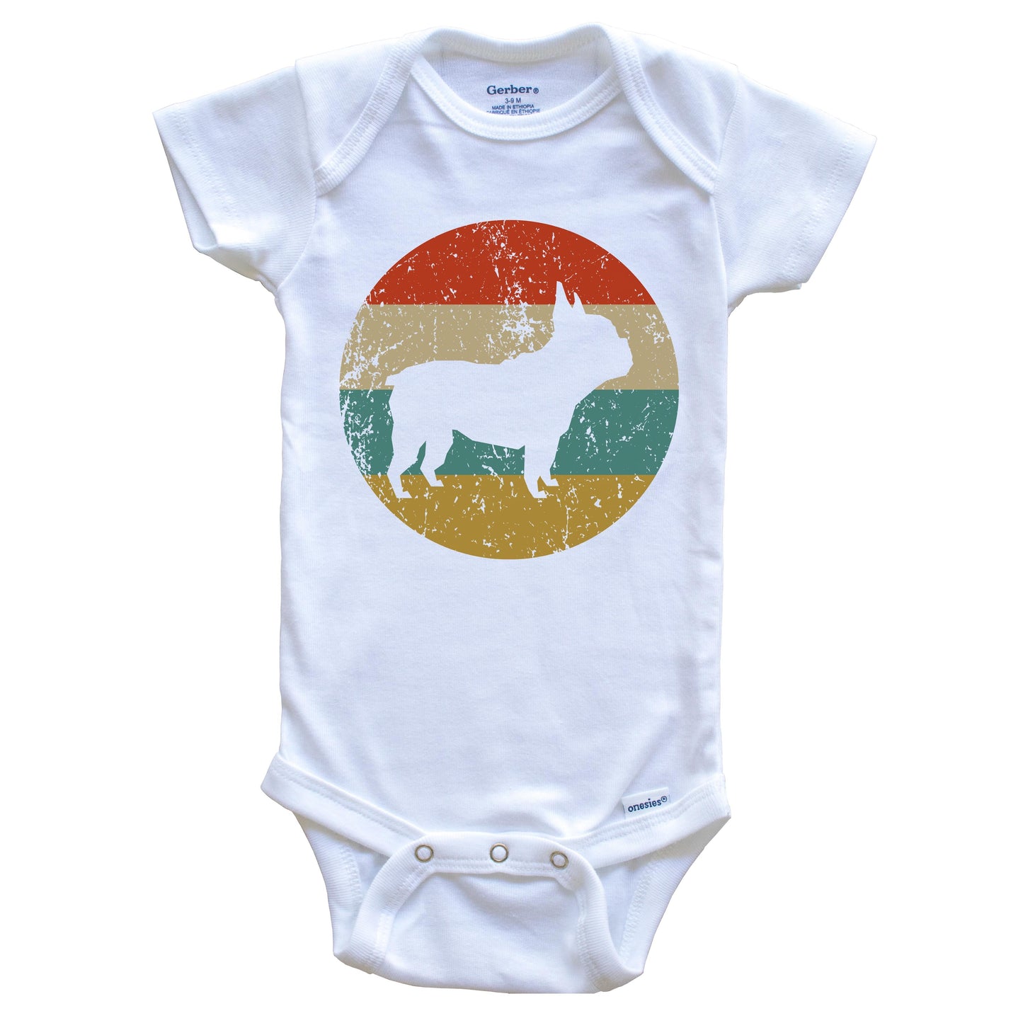 French Bulldog Retro French Bulldog Dog Circle Icon Baby Onesie