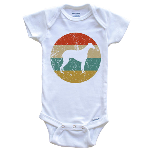 Greyhound Vintage Retro Greyhound Dog Circle Icon Baby Onesie