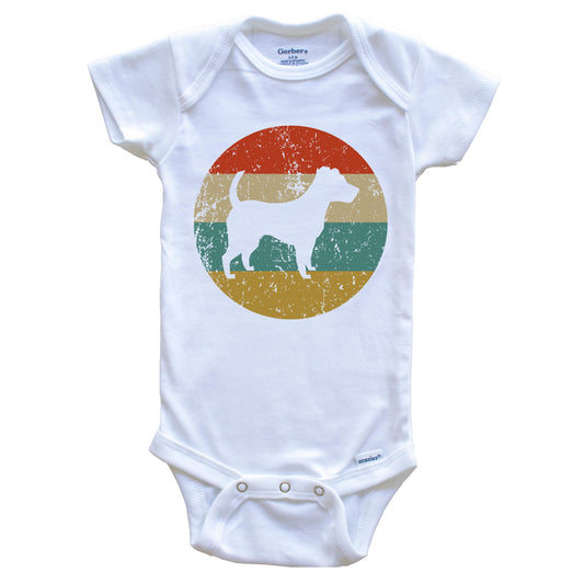 Jack Russell Terrier Vintage Retro Dog Circle Icon Baby Onesie