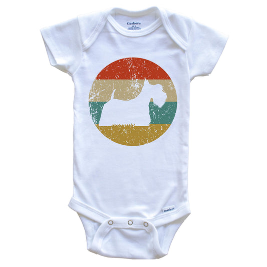 Scottish Terrier Vintage Retro Scottie Dog Circle Icon Baby Onesie