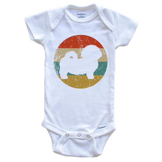 Shih Tzu Vintage Retro Shih Tzu Dog Circle Icon Baby Onesie