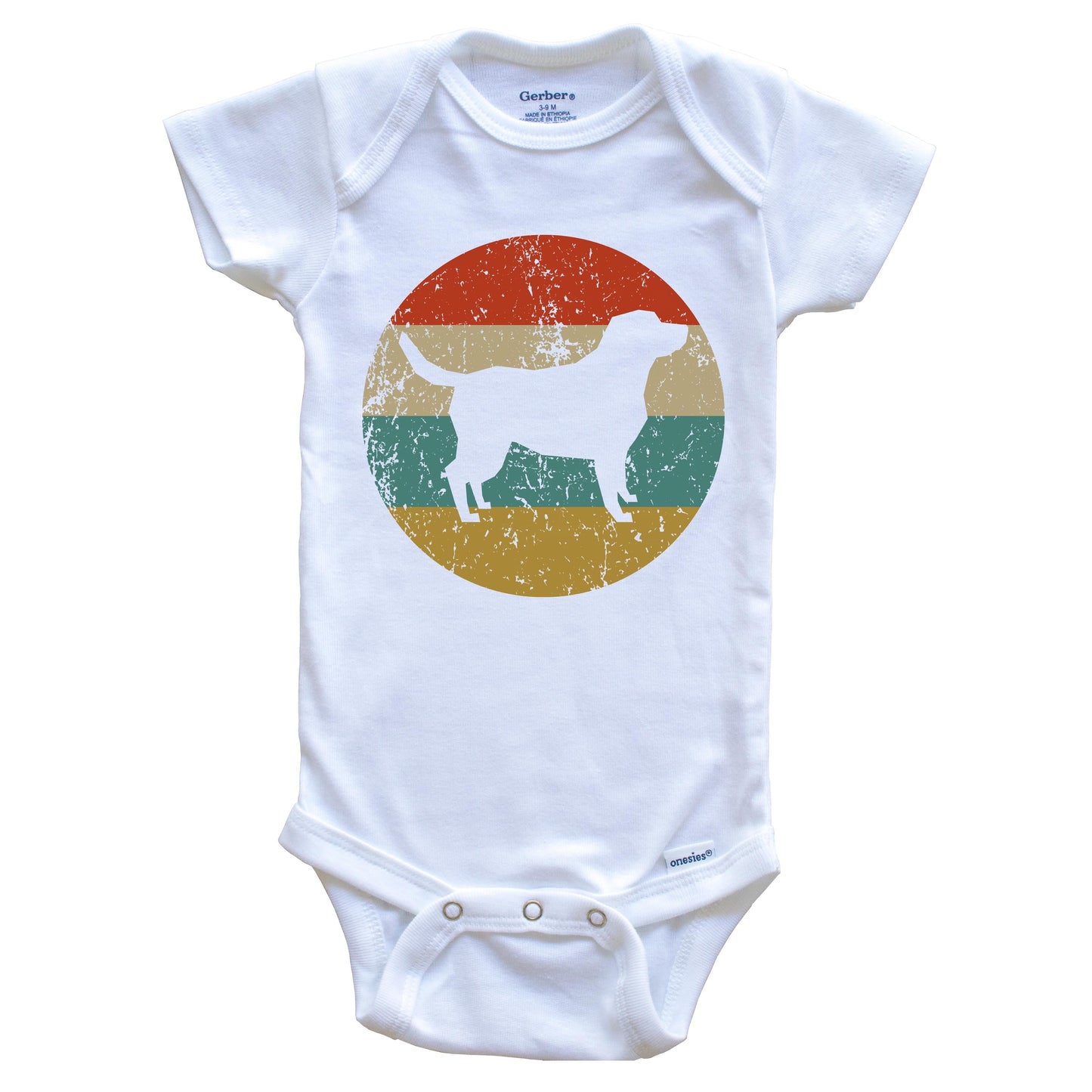 Labrador Retriever Vintage Retro Dog Circle Icon Baby Onesie