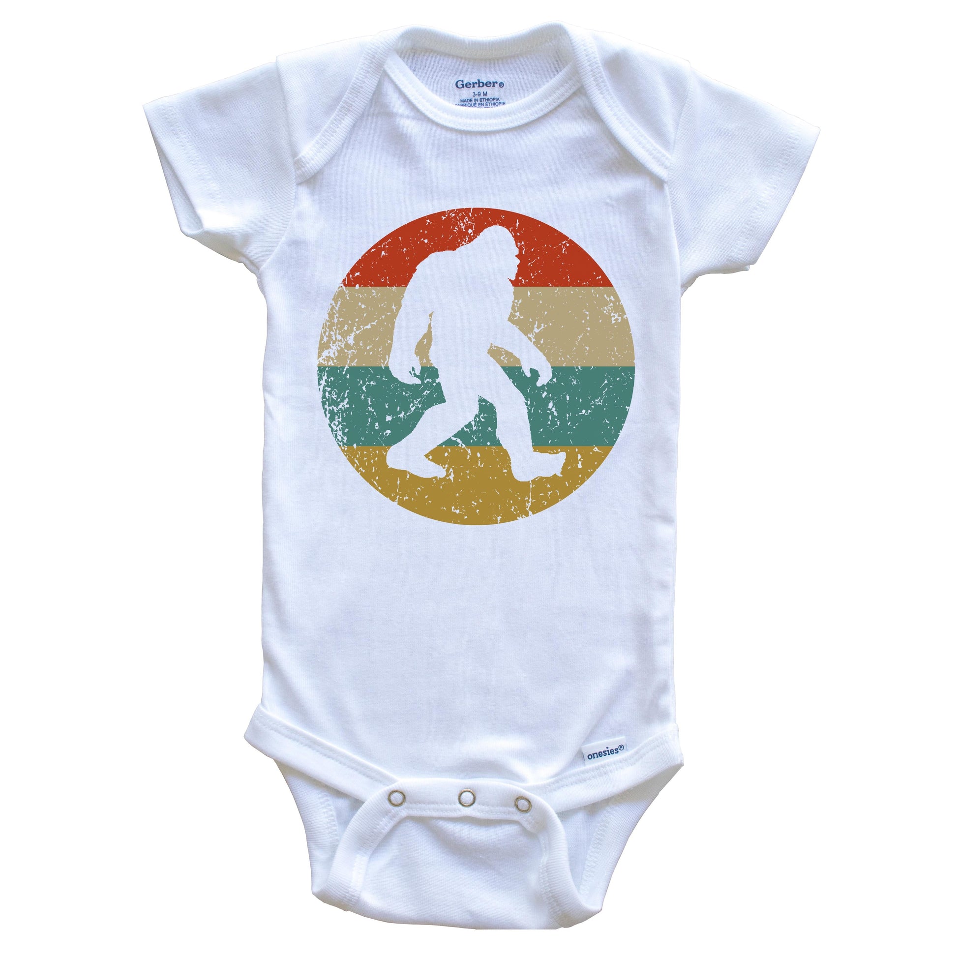 Bigfoot Vintage Retro Sasquatch Circle Icon Baby Onesie