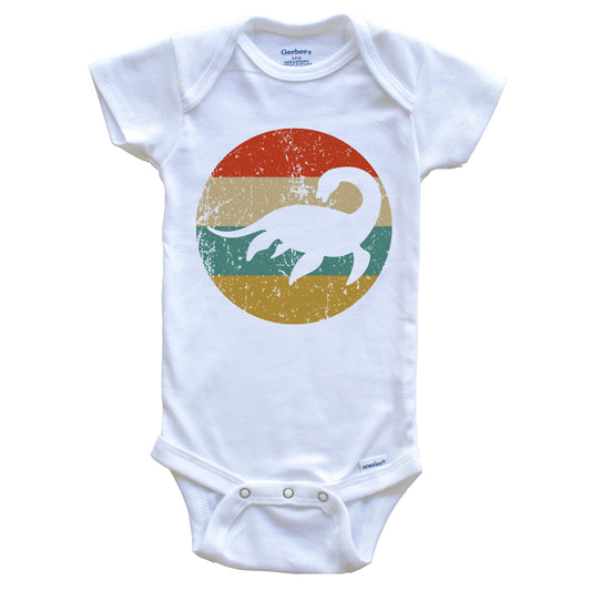 Loch Ness Monster Vintage Retro Nessie Circle Icon Baby Onesie