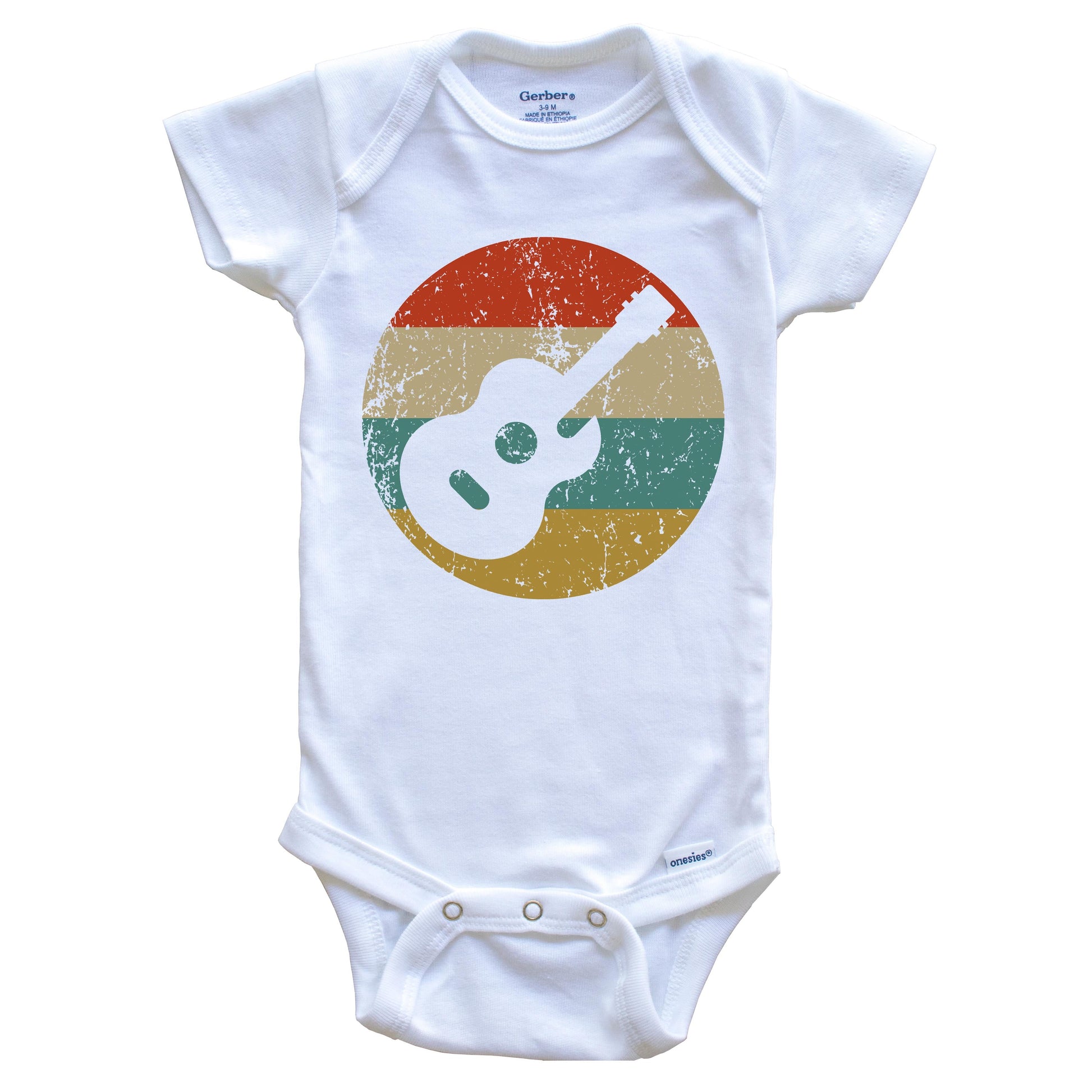 Guitarist Vintage Retro Acoustic Guitar Circle Icon Baby Onesie