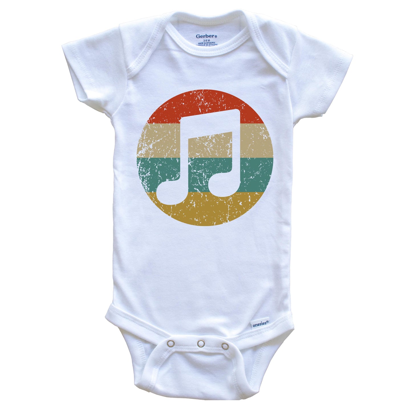 Musician Vintage Retro Musical Notes Circle Icon Baby Onesie