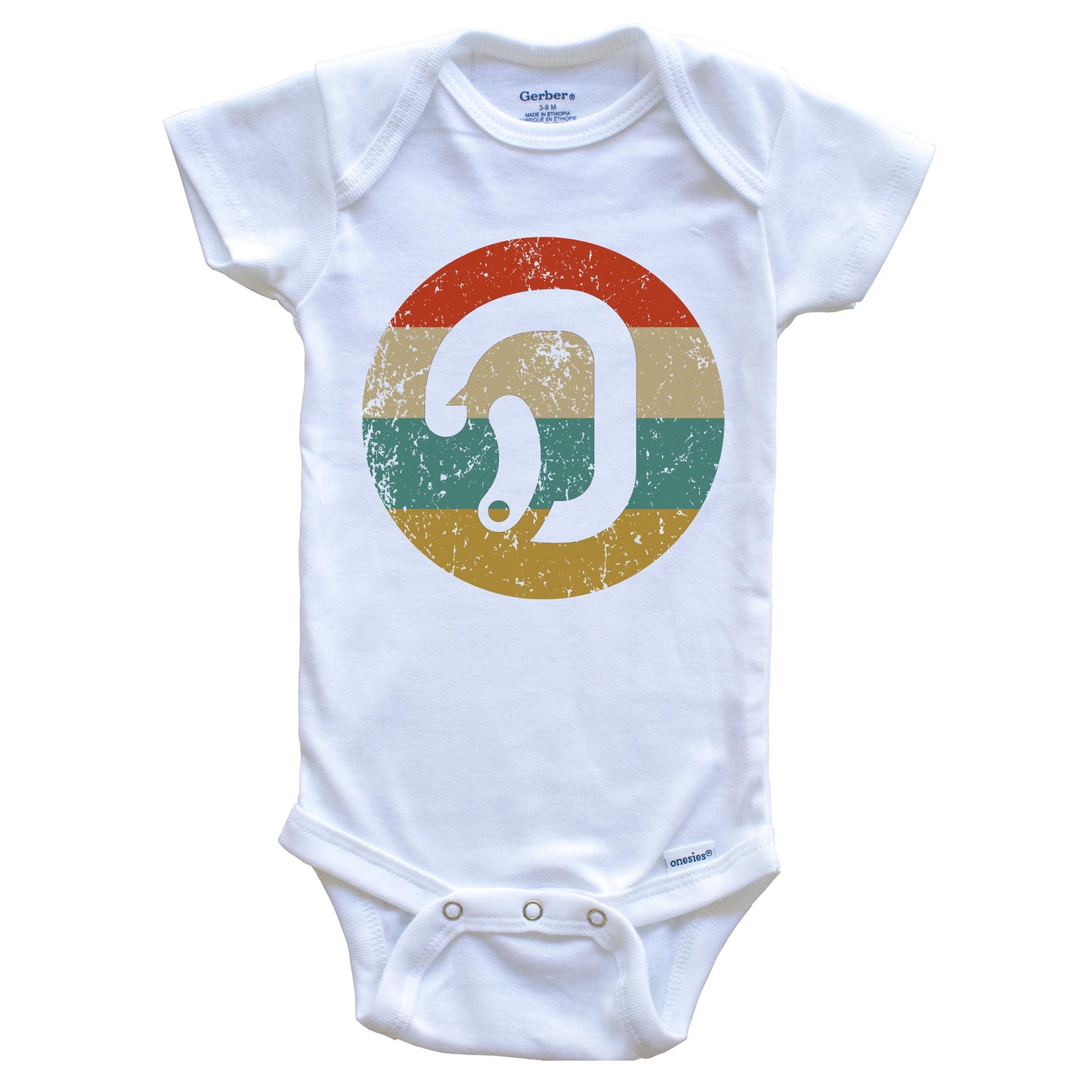 Rock Climbing Vintage Retro Carabiner Circle Icon Baby Onesie