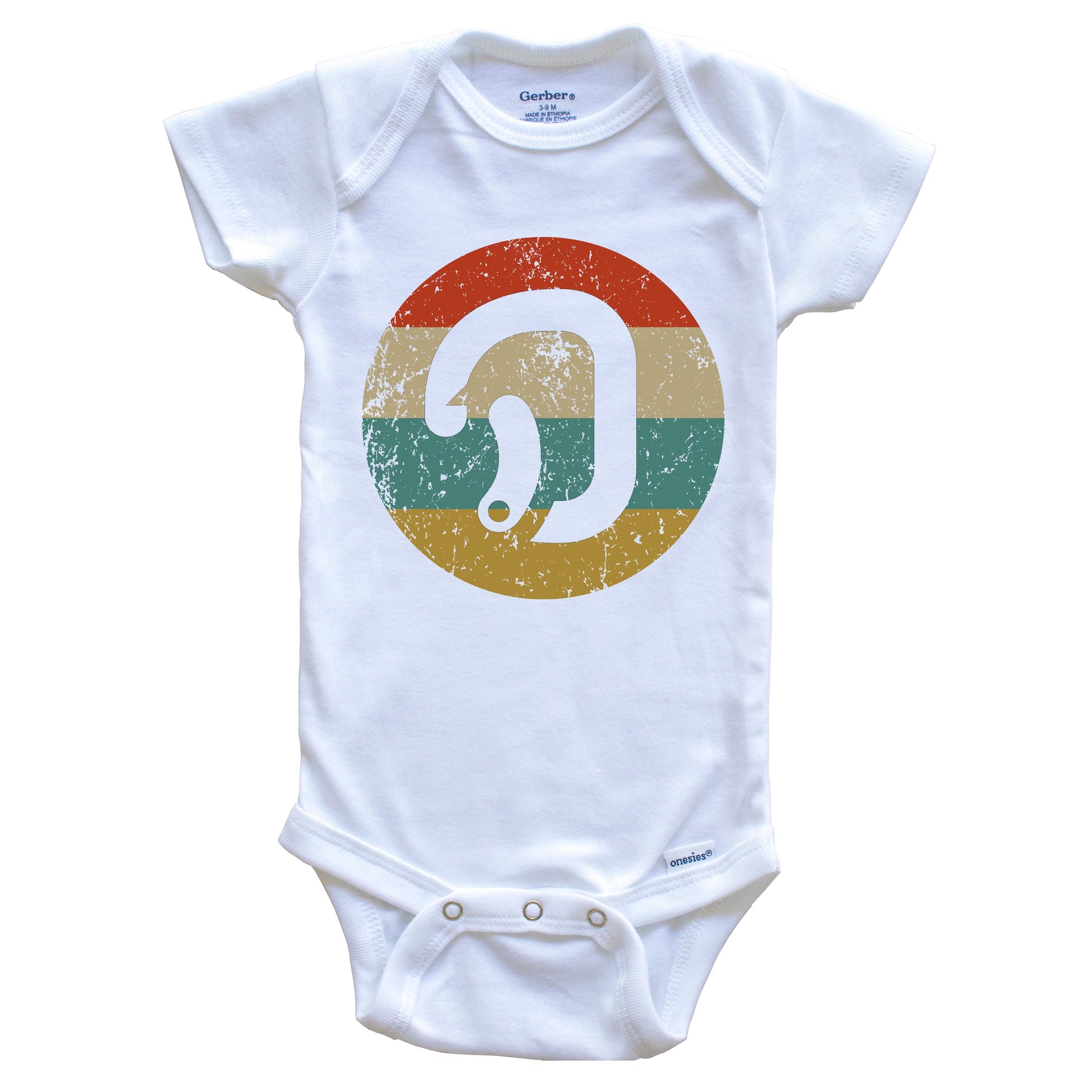 Rock Climbing Vintage Retro Carabiner Circle Icon Baby Onesie