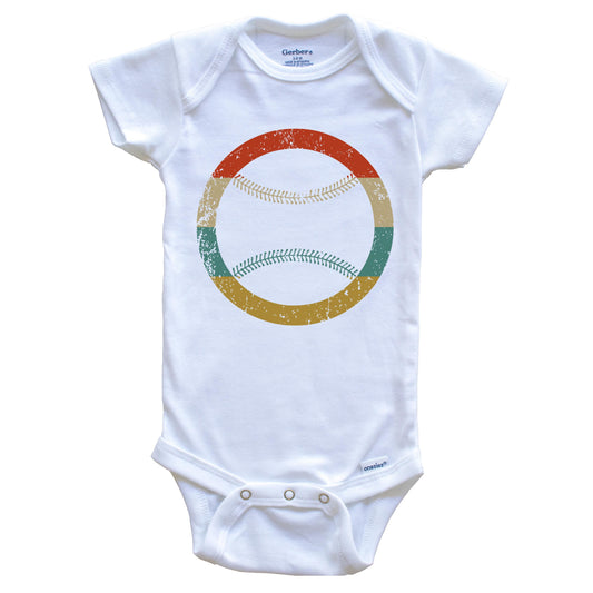 Softball Vintage Retro Baseball Circle Icon Baby Onesie