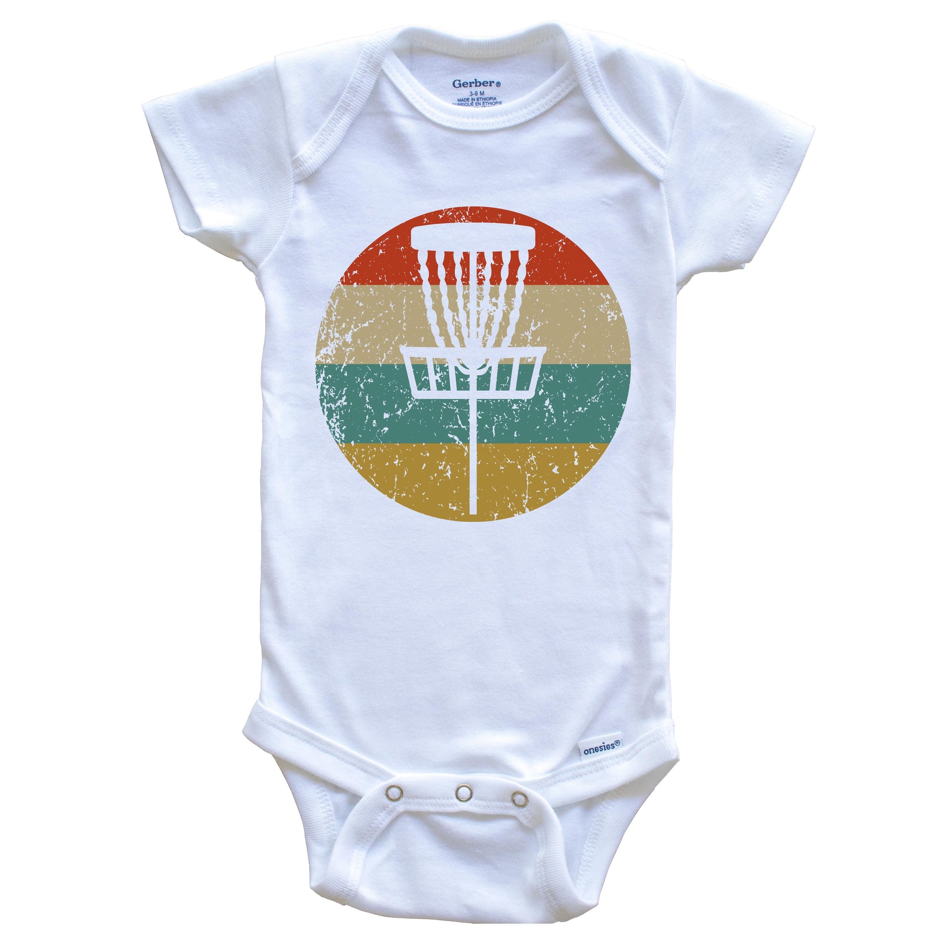 Disc Golf Vintage Retro Disc Golf Basket Circle Icon Baby Onesie