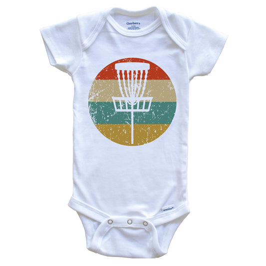 Disc Golf Vintage Retro Disc Golf Basket Circle Icon Baby Onesie