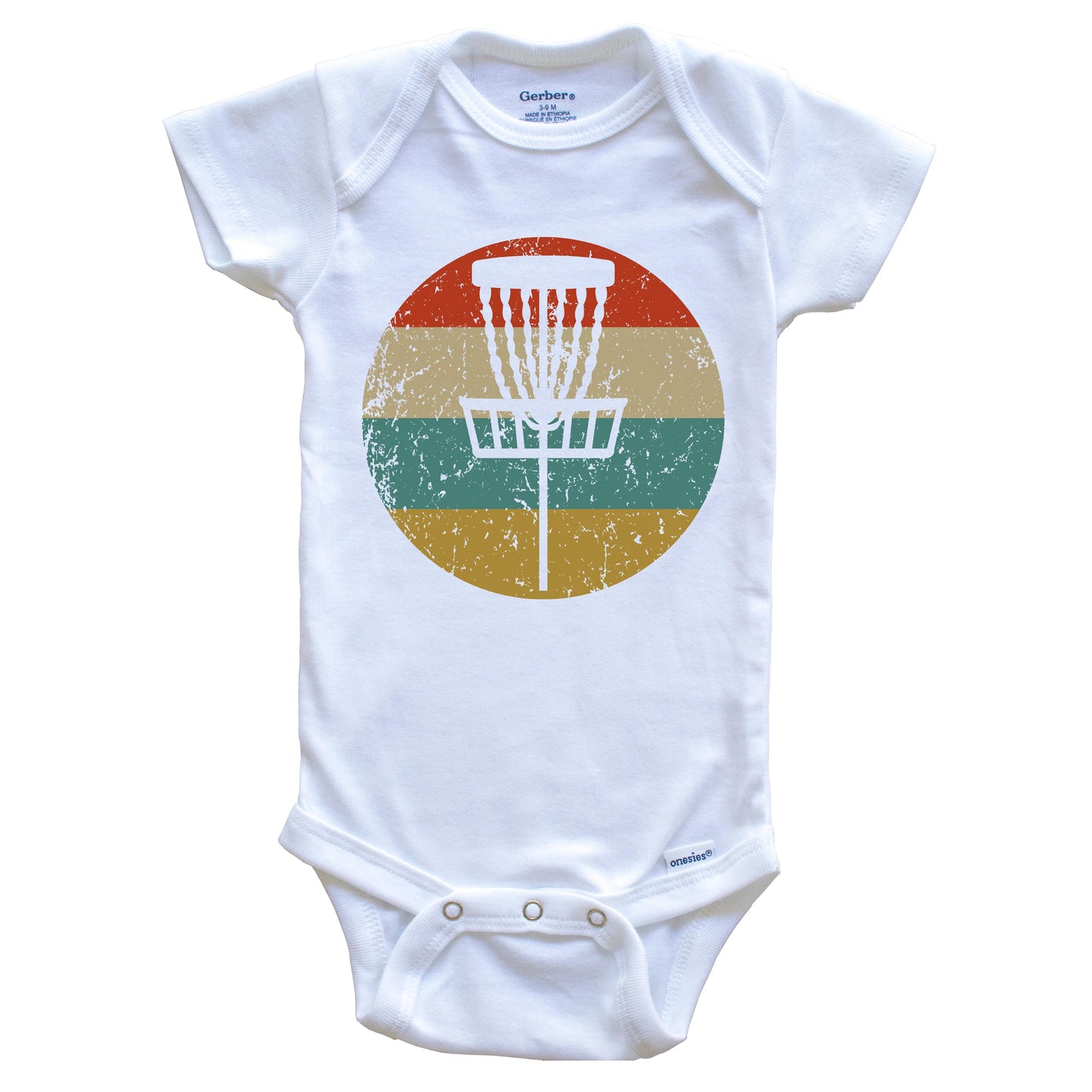 Disc Golf Vintage Retro Disc Golf Basket Circle Icon Baby Onesie