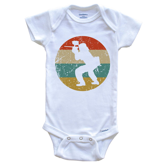 Paintball Vintage Retro Paintball Player Circle Icon Baby Onesie