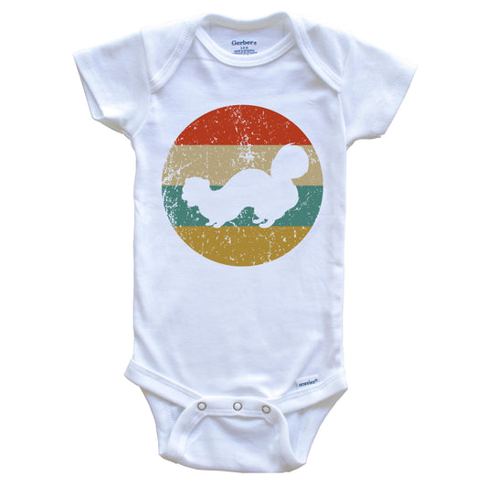 Ferret Vintage Retro Style Animal Circle Icon Baby Onesie