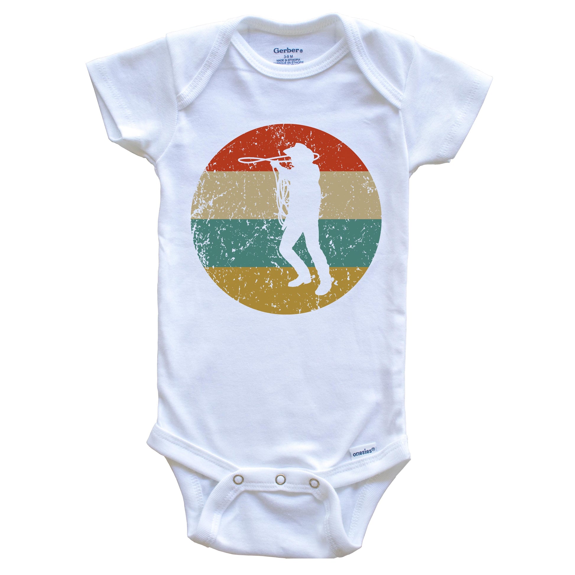 Cowboy Vintage Retro Style Wild West Circle Icon Baby Onesie