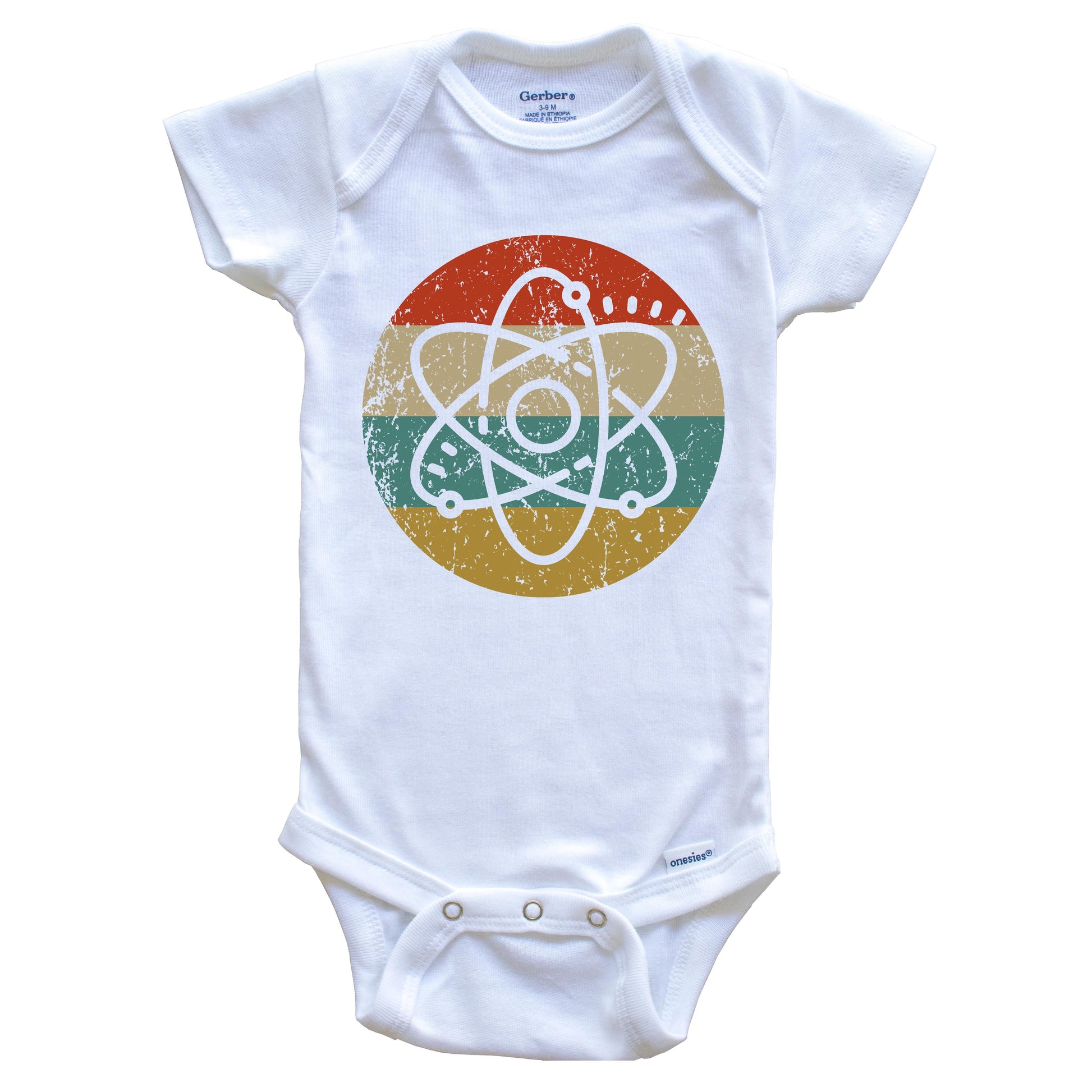 Atom Vintage Retro Style Science Circle Icon Baby Onesie