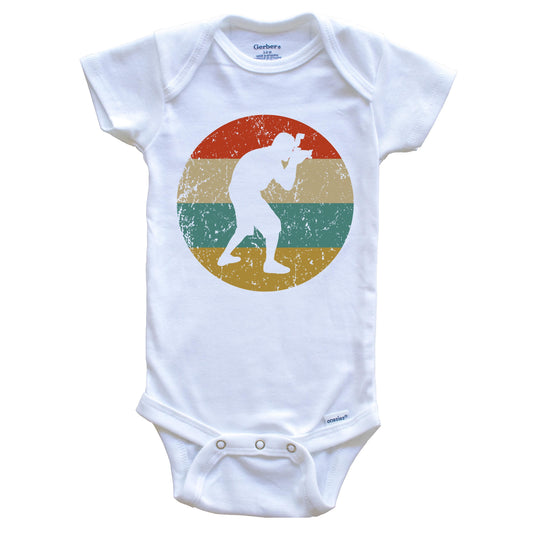 Photographer Vintage Retro Style Photography Circle Icon Baby Onesie