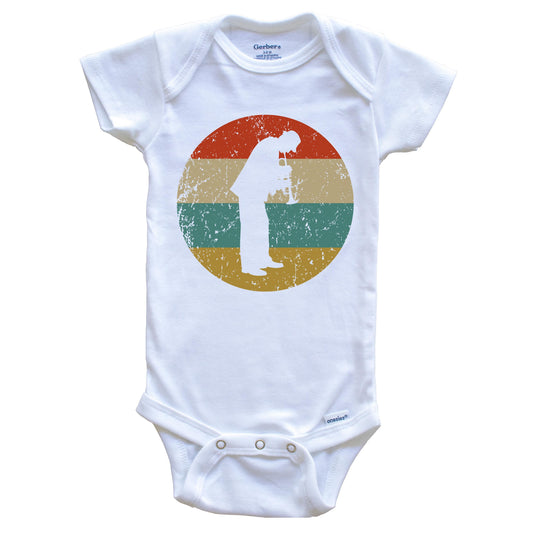 Trumpet Player Vintage Retro Style Music Circle Icon Baby Onesie