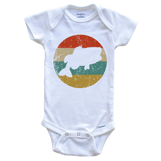 Bass Fish Vintage Retro Style Fishing Circle Icon Baby Onesie